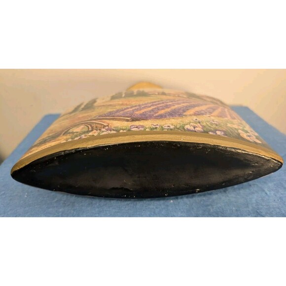 Vintage Square Ceramic Vase Tuscan Countryside READ, FAINT BACK, Pottery, Italy - Picture 9 of 11